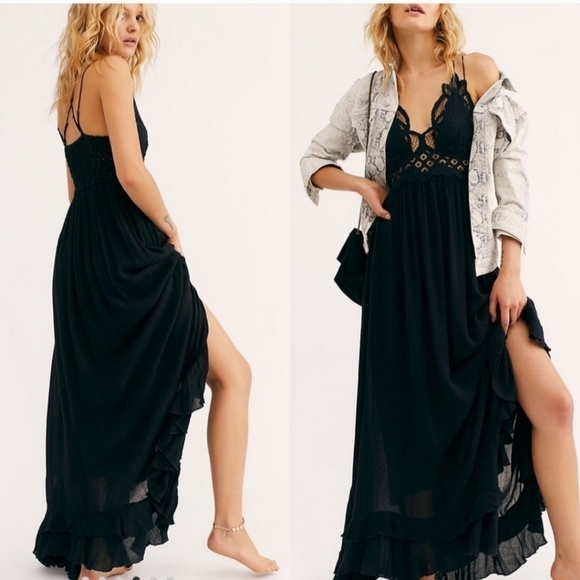 Free People Dresses & Skirts - Free People One Adella black lace maxi dress